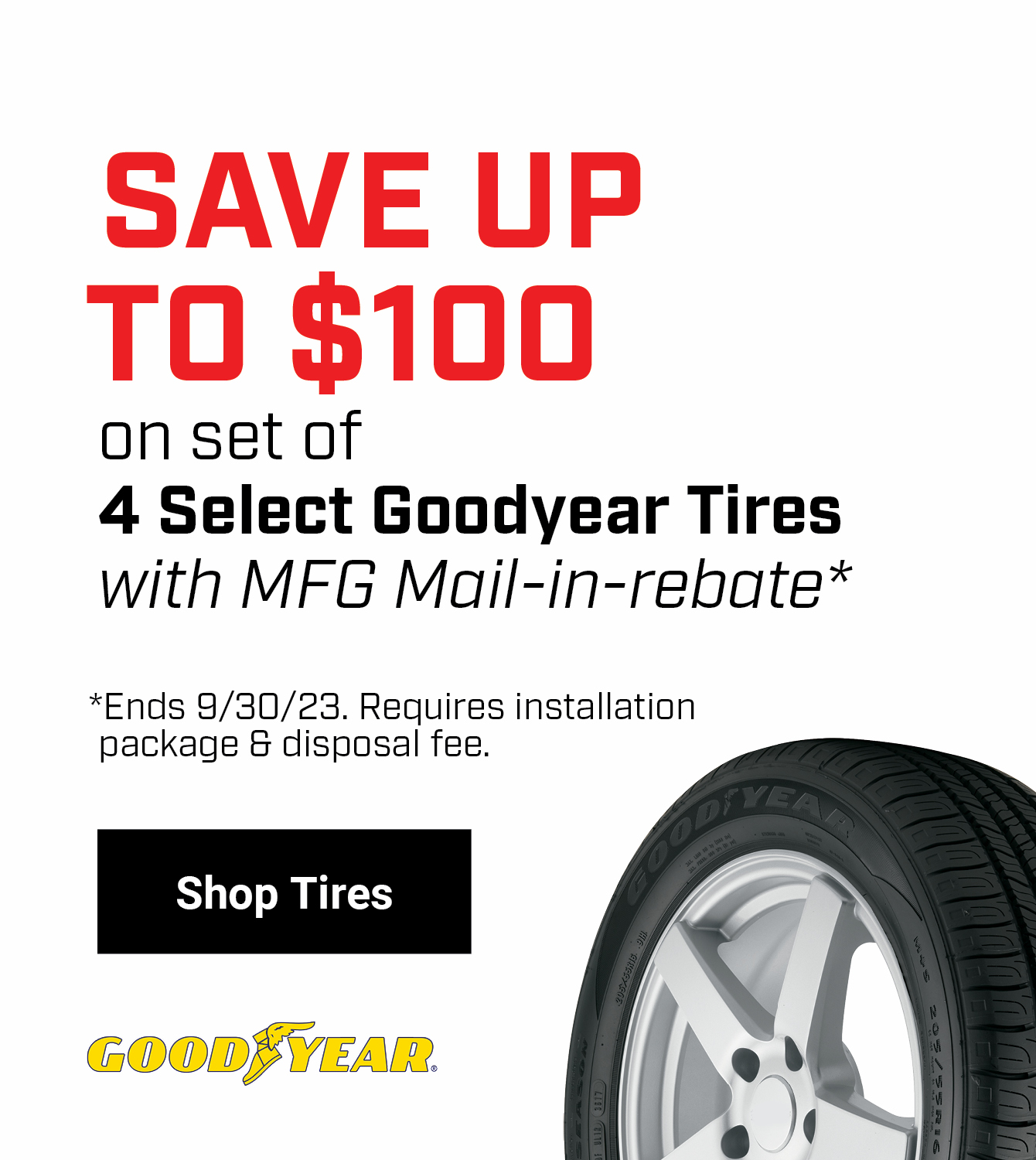 Save $100 on Cooper Tires
