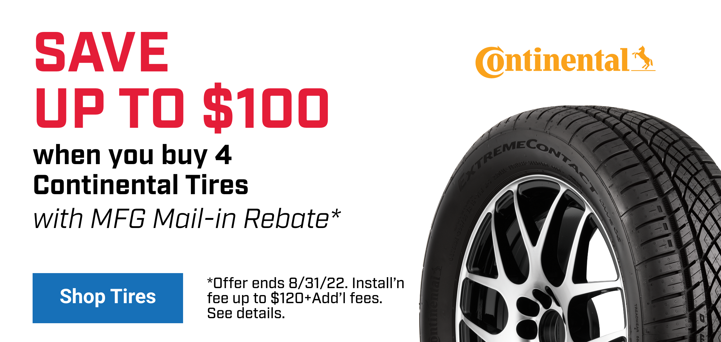 Save $100 On Continental Tires